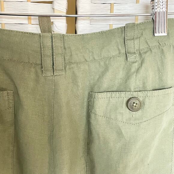 St. John's Bay 100% Linen Cropped Pants Womens 16 Olive Green Casual Summer - Picture 6 of 9